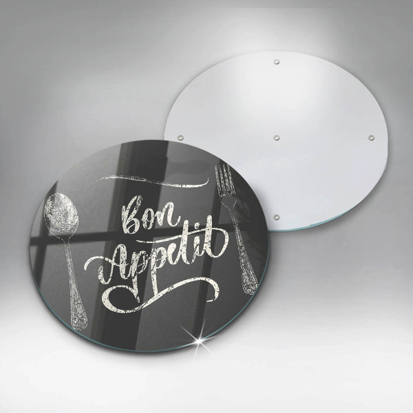 Chopping board glass The inscription Bon Appetit
