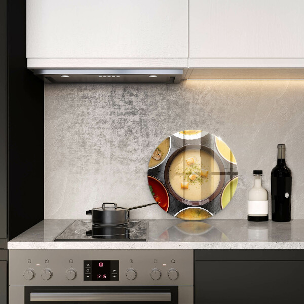 Chopping board glass Colorful soups