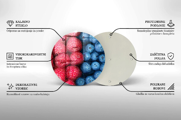 Cutting board Fruit of raspberry and blueberries