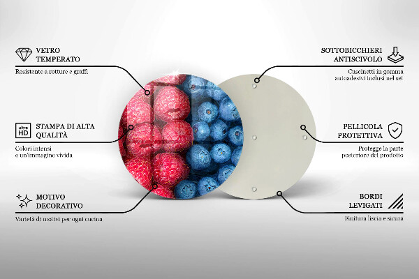 Cutting board Fruit of raspberry and blueberries
