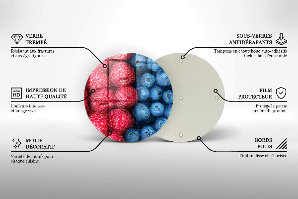 Cutting board Fruit of raspberry and blueberries