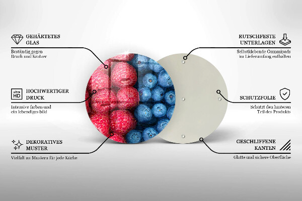 Cutting board Fruit of raspberry and blueberries
