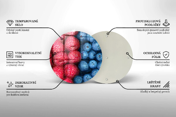 Cutting board Fruit of raspberry and blueberries