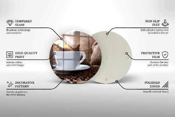 Glass worktop saver Cup and coffee beans