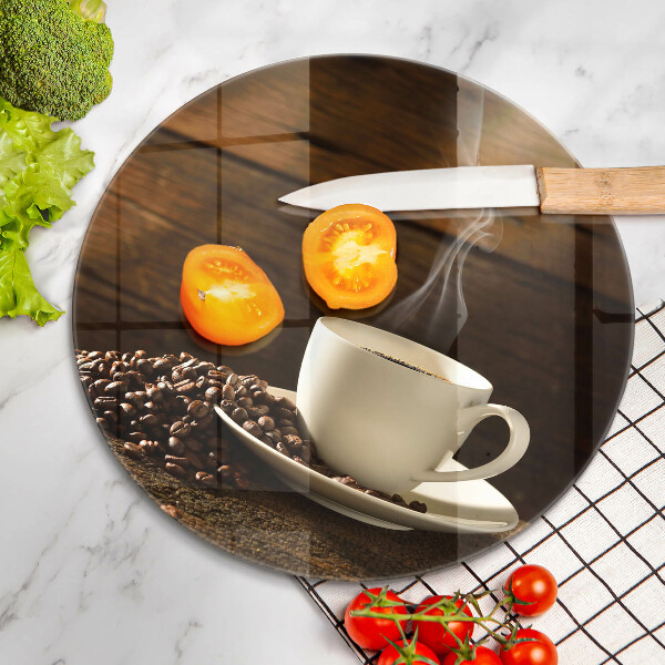 Glass worktop saver Coffee cup wood