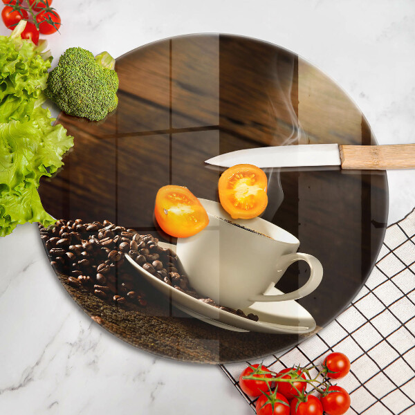 Glass worktop saver Coffee cup wood