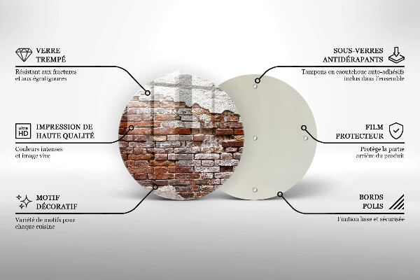 Glass worktop saver Old wall of brick and concrete