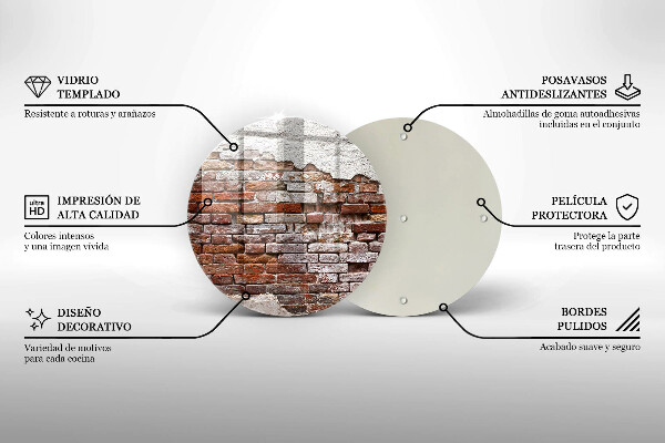 Glass worktop saver Old wall of brick and concrete