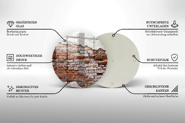 Glass worktop saver Old wall of brick and concrete