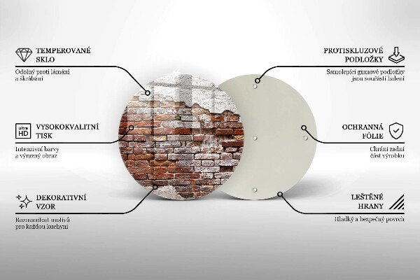 Glass worktop saver Old wall of brick and concrete