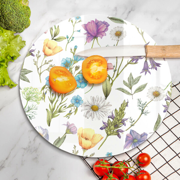 Glass worktop protector Flowers illustration