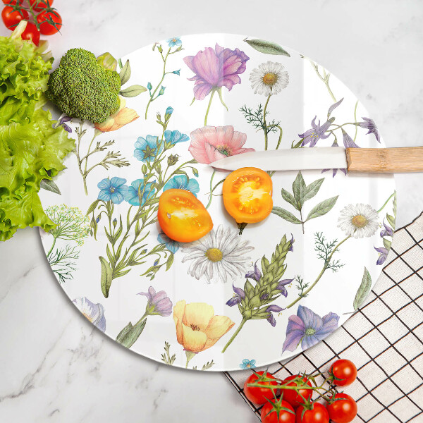 Glass worktop protector Flowers illustration