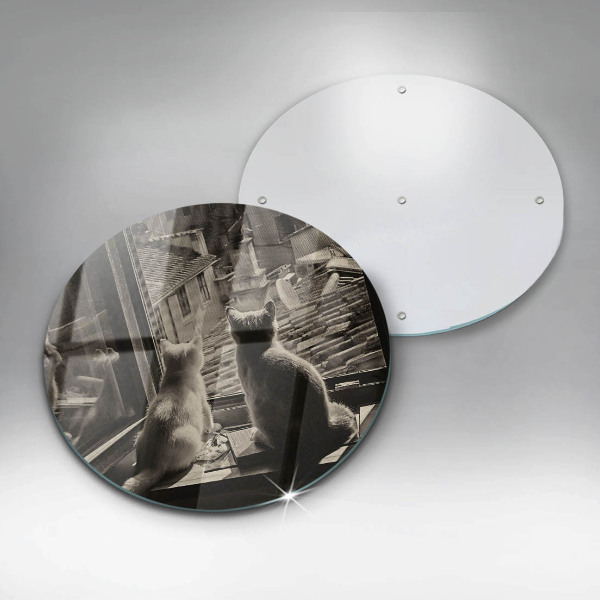 Chopping board Cats city and window