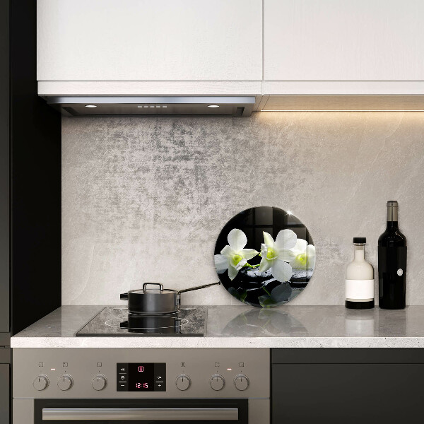 Glass worktop saver Zen white flowers in water