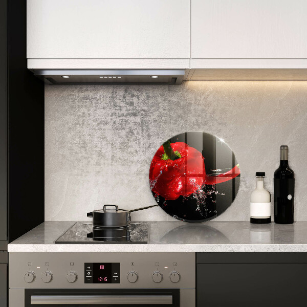 Glass worktop saver Red peppers in water