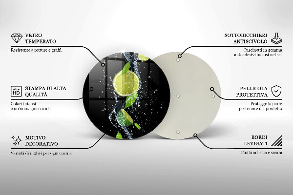 Glass worktop saver Juicy lime in water