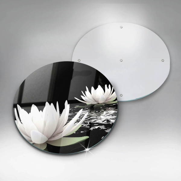 Glass worktop saver White lilies on the water