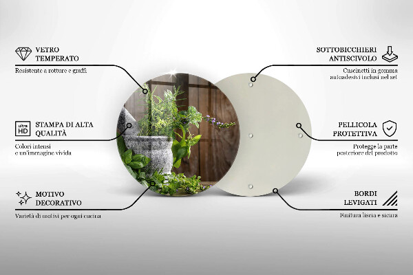 Glass worktop saver Herbs plants and wood