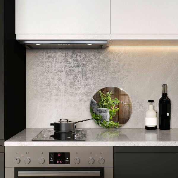 Glass worktop saver Herbs plants and wood