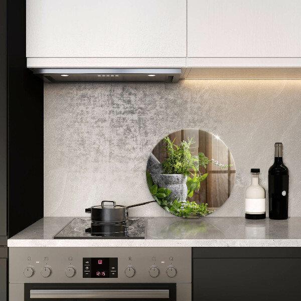 Glass worktop saver Herbs plants and wood