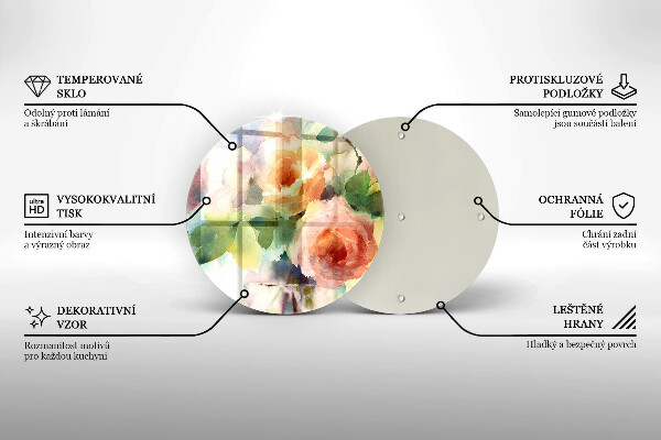 Glass worktop protector Painted flowers