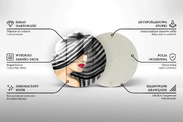 Glass worktop protector A woman in a hat