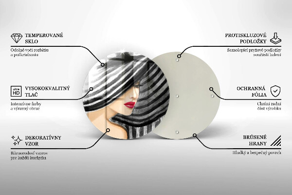 Glass worktop protector A woman in a hat