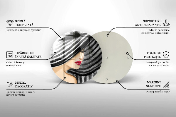 Glass worktop protector A woman in a hat