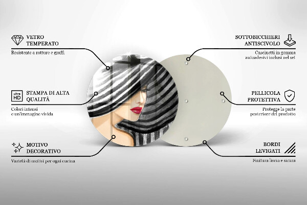 Glass worktop protector A woman in a hat