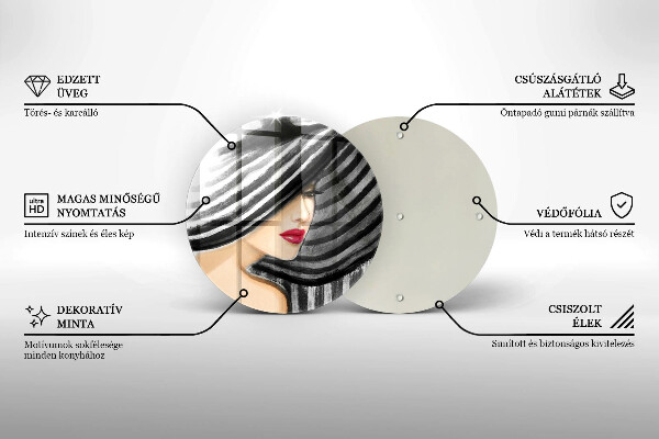 Glass worktop protector A woman in a hat