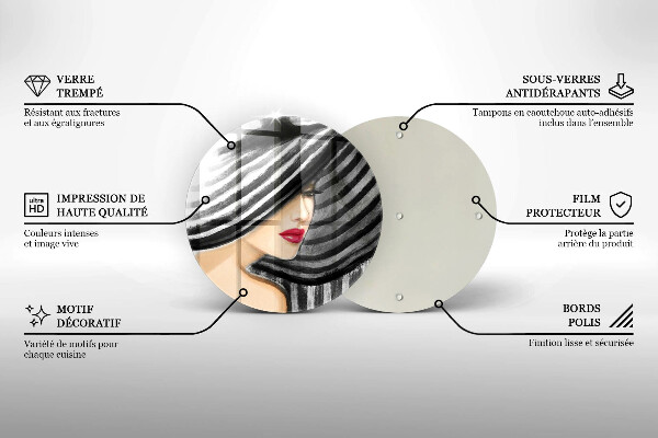 Glass worktop protector A woman in a hat