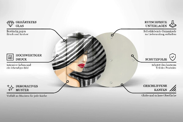 Glass worktop protector A woman in a hat