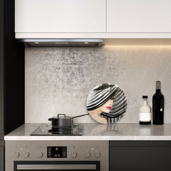 Glass worktop protector A woman in a hat