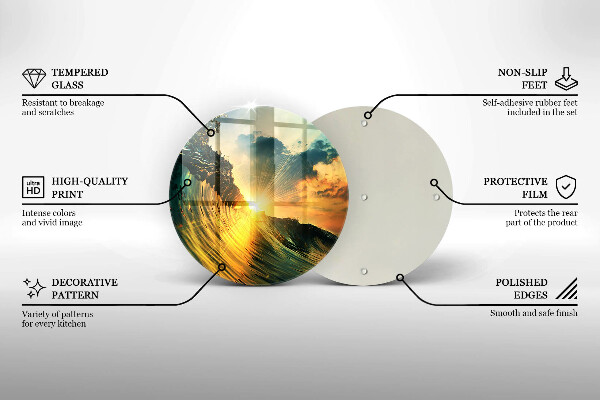 Glass worktop protector Wave and sunset