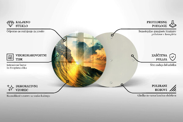 Glass worktop protector Wave and sunset