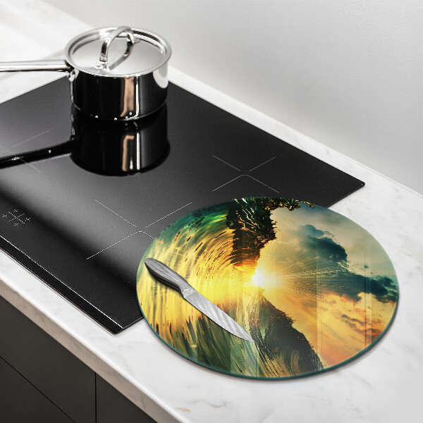 Glass worktop protector Wave and sunset
