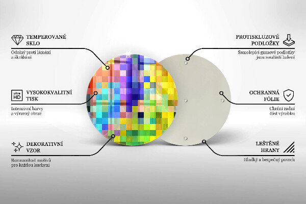 Glass worktop protector Colorful squares pixels