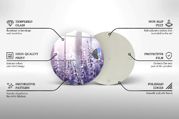 Glass worktop protector Field flowers and butterfly