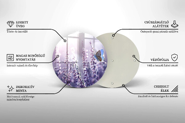 Glass worktop protector Field flowers and butterfly