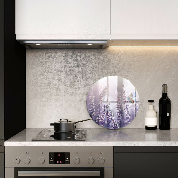 Glass worktop protector Field flowers and butterfly