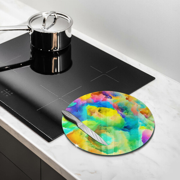 Chopping board glass Colorful abstraction