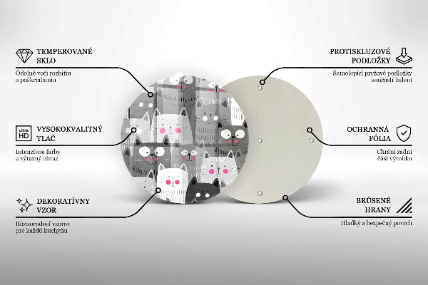 Chopping board glass Illustration of cats