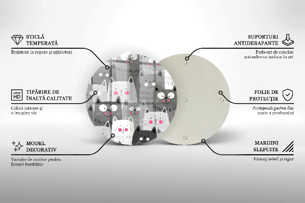 Chopping board glass Illustration of cats