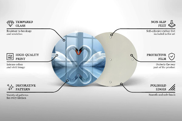 Glass worktop saver Two swans heart
