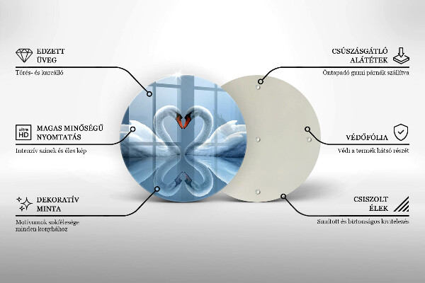 Glass worktop saver Two swans heart