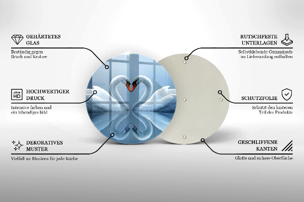 Glass worktop saver Two swans heart