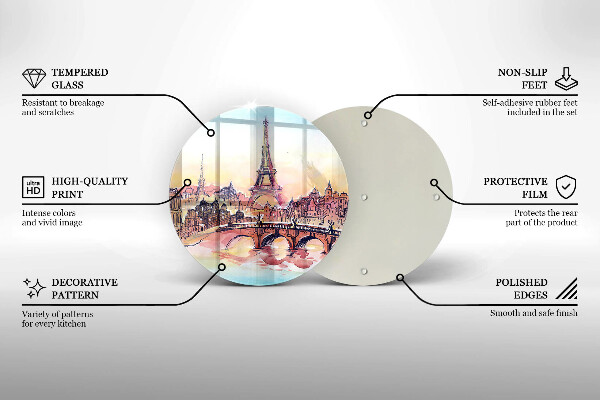 Glass worktop saver Paris landscape Eiffel Tower