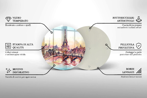 Glass worktop saver Paris landscape Eiffel Tower