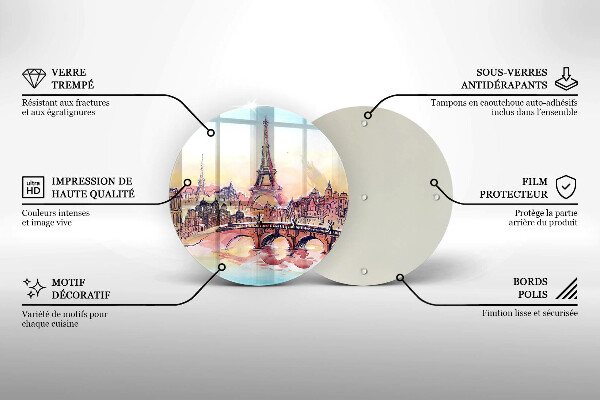 Glass worktop saver Paris landscape Eiffel Tower