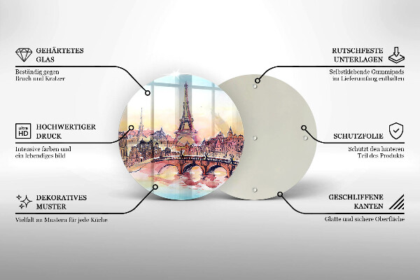 Glass worktop saver Paris landscape Eiffel Tower